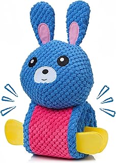 Blue Treat Dispenser Dog Toy - Squeaky Plush Toys for Dogs & Puppies - Soft Cotton Texture Chew Toy for Small & Medium Breeds - Fun Puzzle Dog Toys for Play & Training