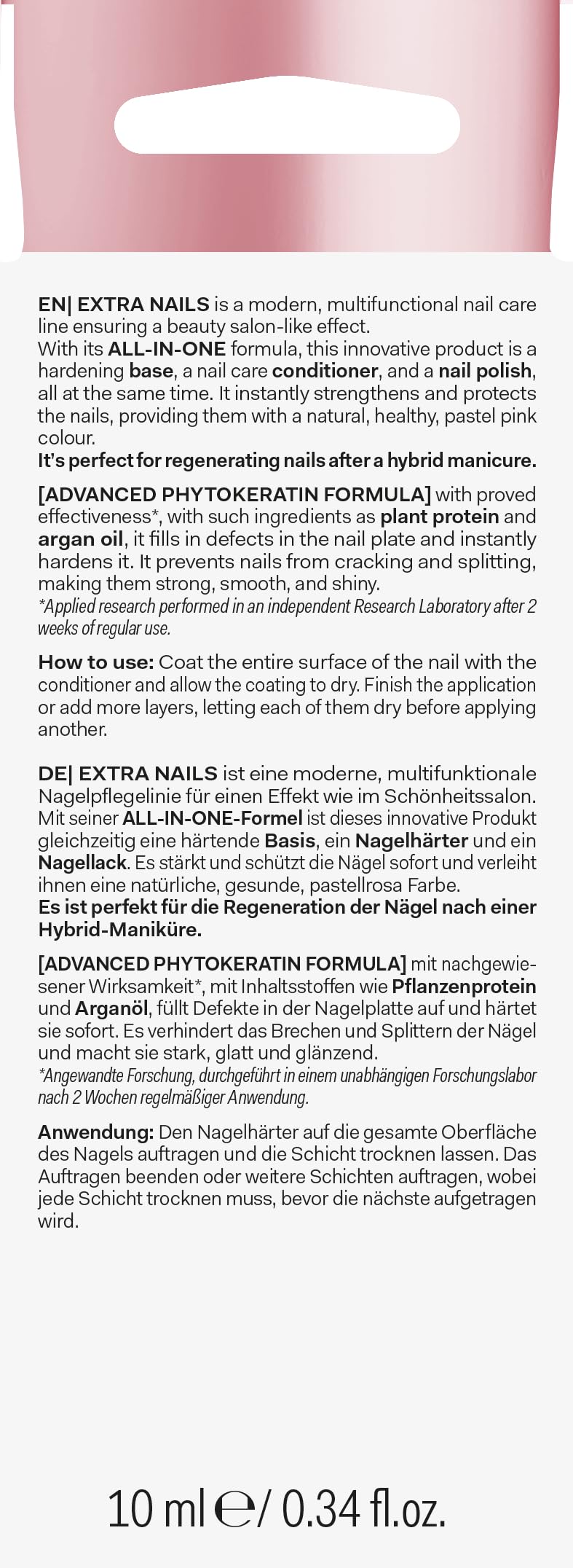 Long4Lashes Extra Nails utwardzacz do paznokci, 10 ml, wzmacniająca podstawa, utwardzacz do paznokci i lakier do paznokci, do regeneracji i manicure w domu