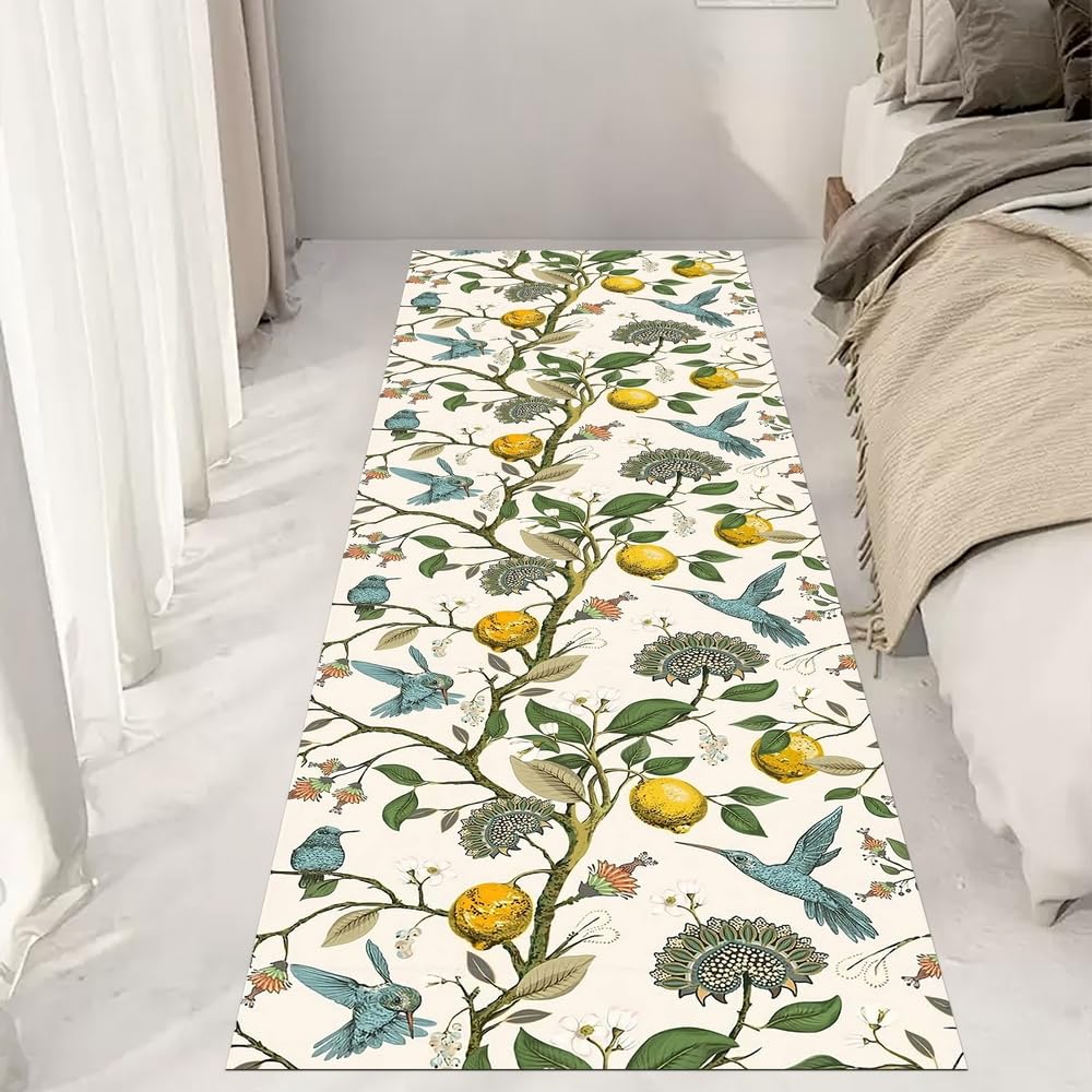Amazon.com: Machine Washable Runner Rugs 2.6'x6.6',Lemon Tree Floral ...