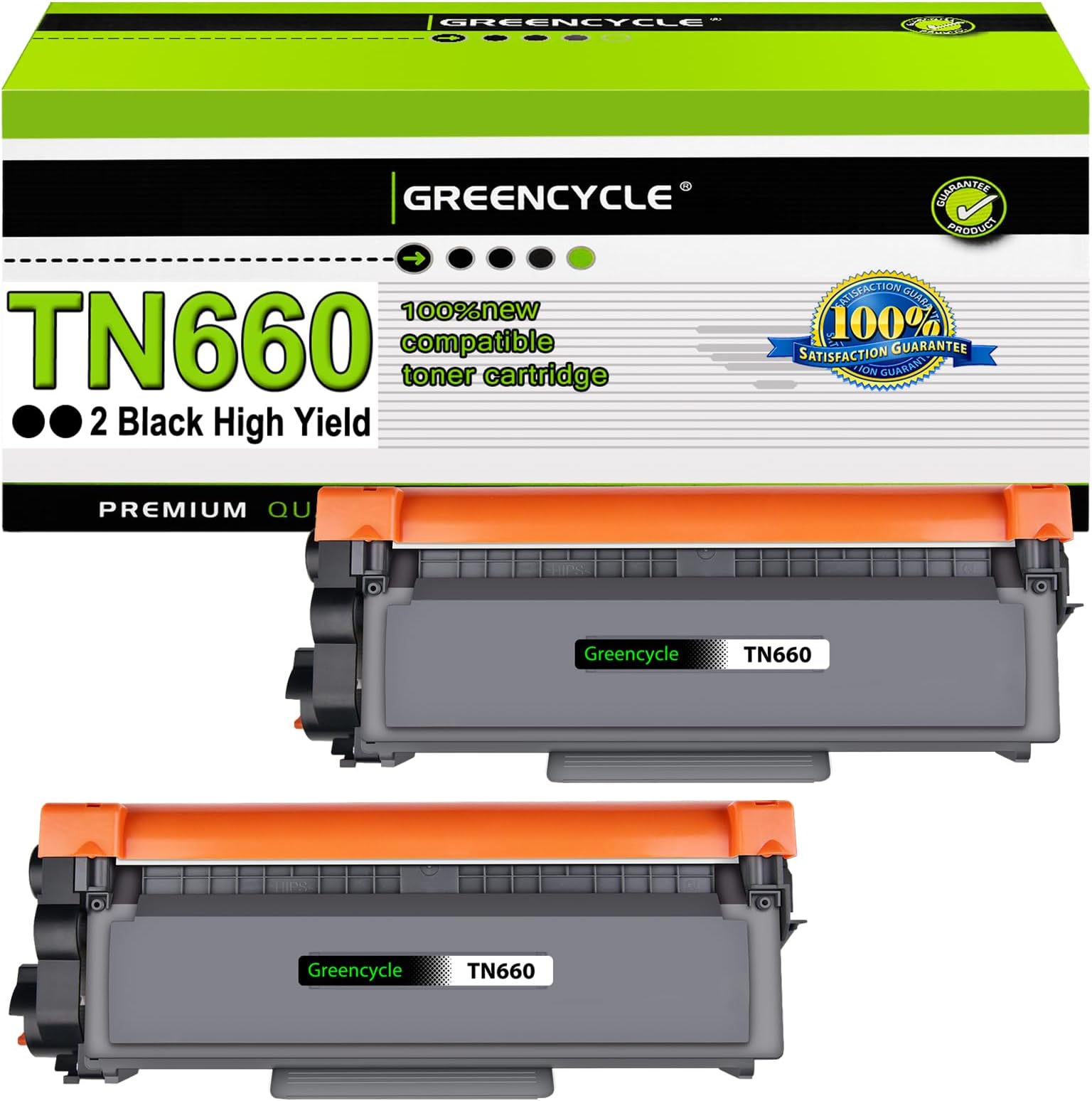 greencycle 2 Pack TN660 TN-660 TN630 TN-630 Black Toner Cartridge Replacement Compatible for Brother MFC-L2700dw MFC-L2740dw DCP-L2540dw HL-L2300D HL-L2380DW HL-L2320D DCP-L2540DW Laser Printer