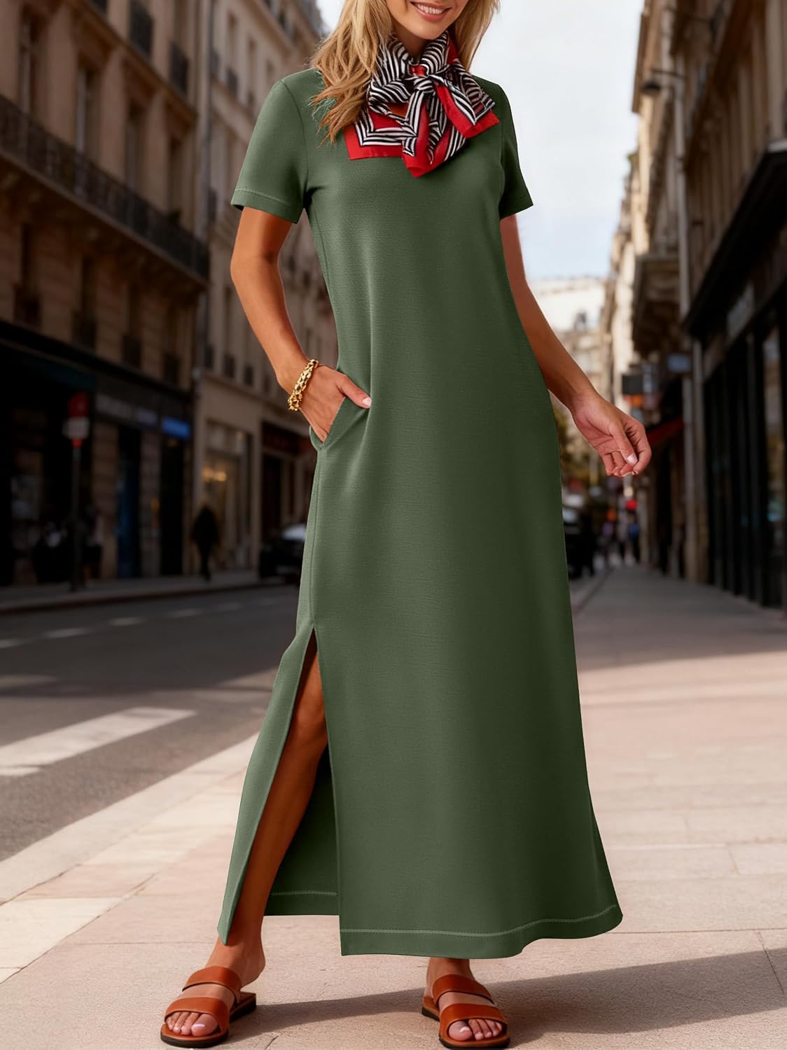 ANRABESS Womens Summer Maxi Dresses Wrinkle Free with Pockets image 3