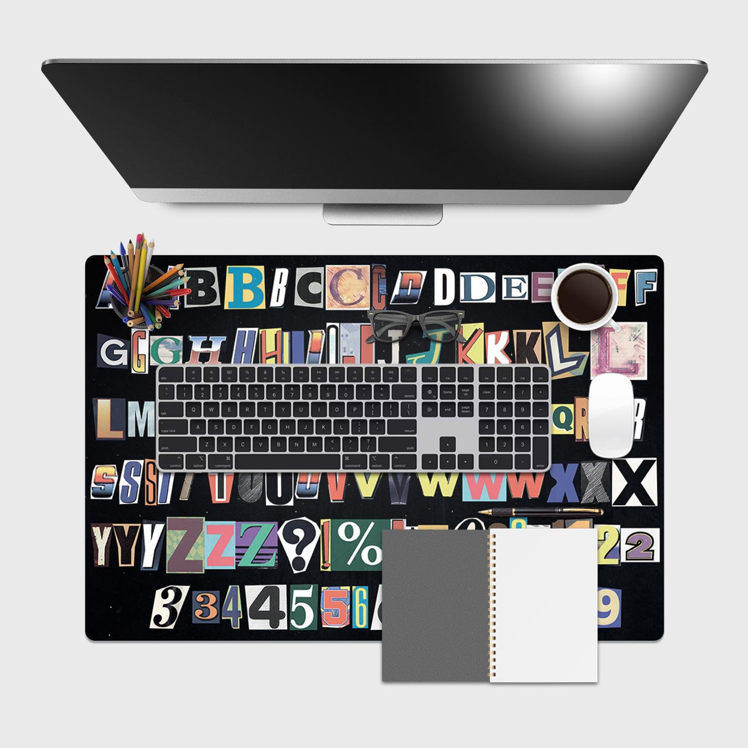 Giallobus - Tappetino scrivania - Fantasia - Vinile - 60x40cm - 91 - Letters - Tappetino mouse, sottomano tavolo pad, copri scrivania antiscivolo