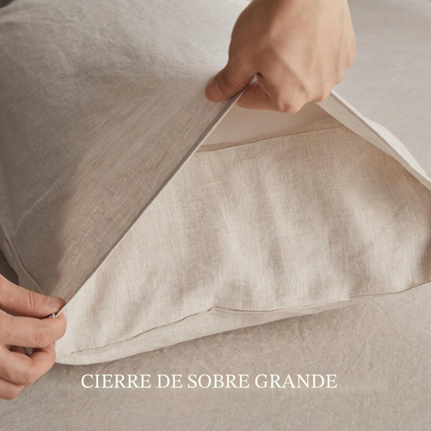 DAPU Pure Linen - Juego de sábanas 100% Lino francés de Normandía, Transpirable y Duradero para Personas Que Duermen con Calor, Juego de 4 Piezas, 1 sábana encimera, 1 sábana Bajera, 2 Fundas de