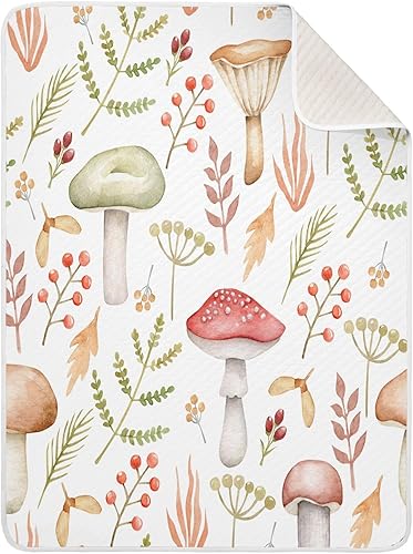 Manta de bebé para niños y niñas, con ramitas de hongos, súper suave y acogedora, manta de recepción para niños pequeños, manta para recién nacidos,