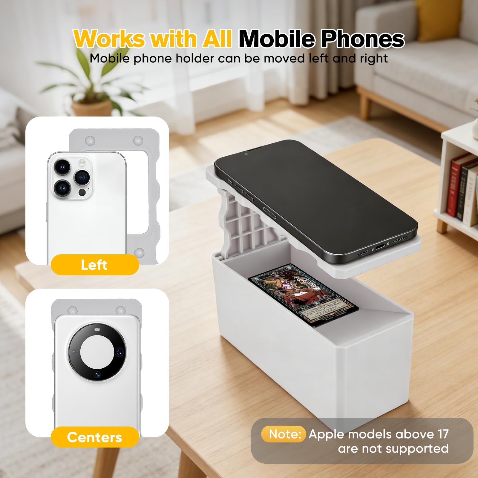 Scanner de cartes, support pour cartes à collectionner MTG/TCG - Support de téléphone portable ABS pour numériser et comparer les prix, hauteur réglable et compatible avec ManaBox et toutes les