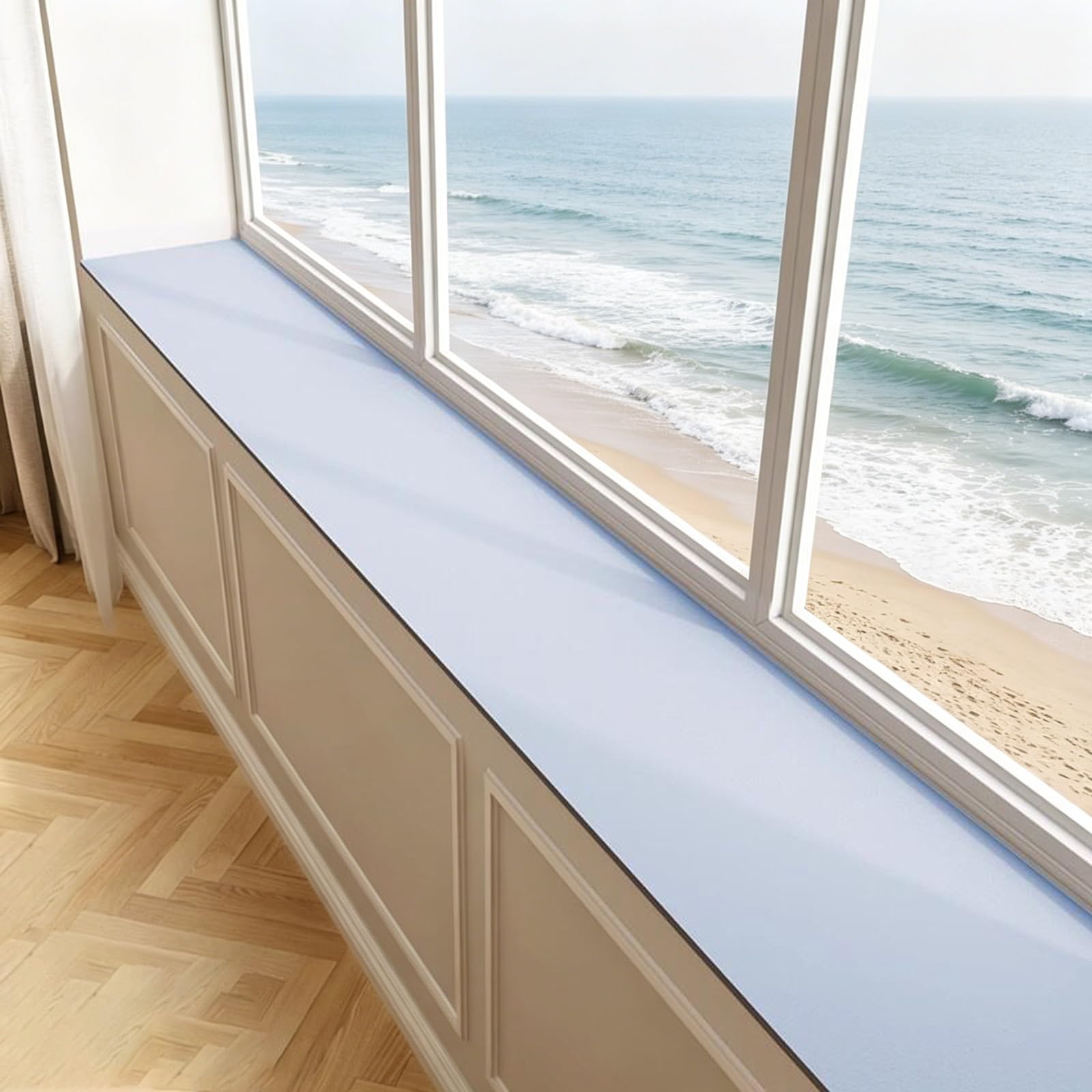 JXYQZD Cuttable Diatomaceous Earth Window Sill Mat, Narrow Absorbent Waterproof Non Slip Bay Window Cushion Pad Dustproof Protector for Balcony Kitchen(Blue,20x150cm)