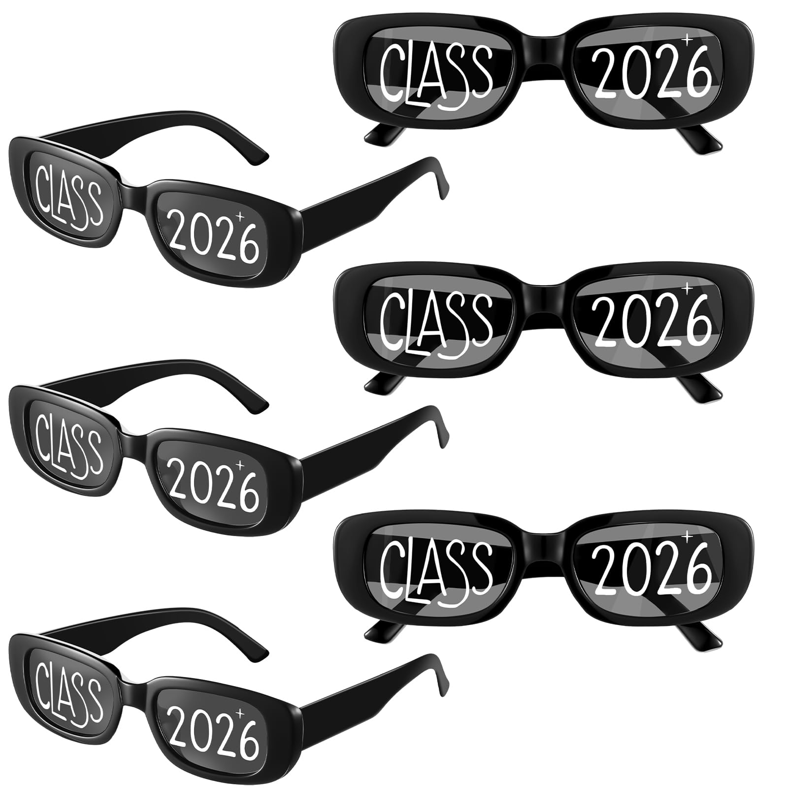 Cuffbow 6 Pcs 2026 Graduation Glasses Class of 2026 Sunglasses Bulk Plastic Eyeglasses Graduation Party Supplies Photo Booth Props (Black)