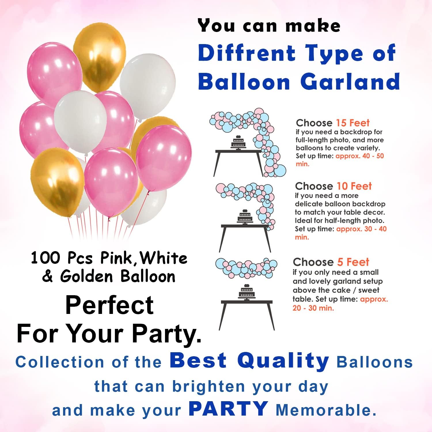 Party Propz Pink Happy Birthday Decoration Combo 101Pcs Foil Banner and Balloons for Princess Girls Adult Wife Girl Friend 18th 30th Birthday Party Decoration