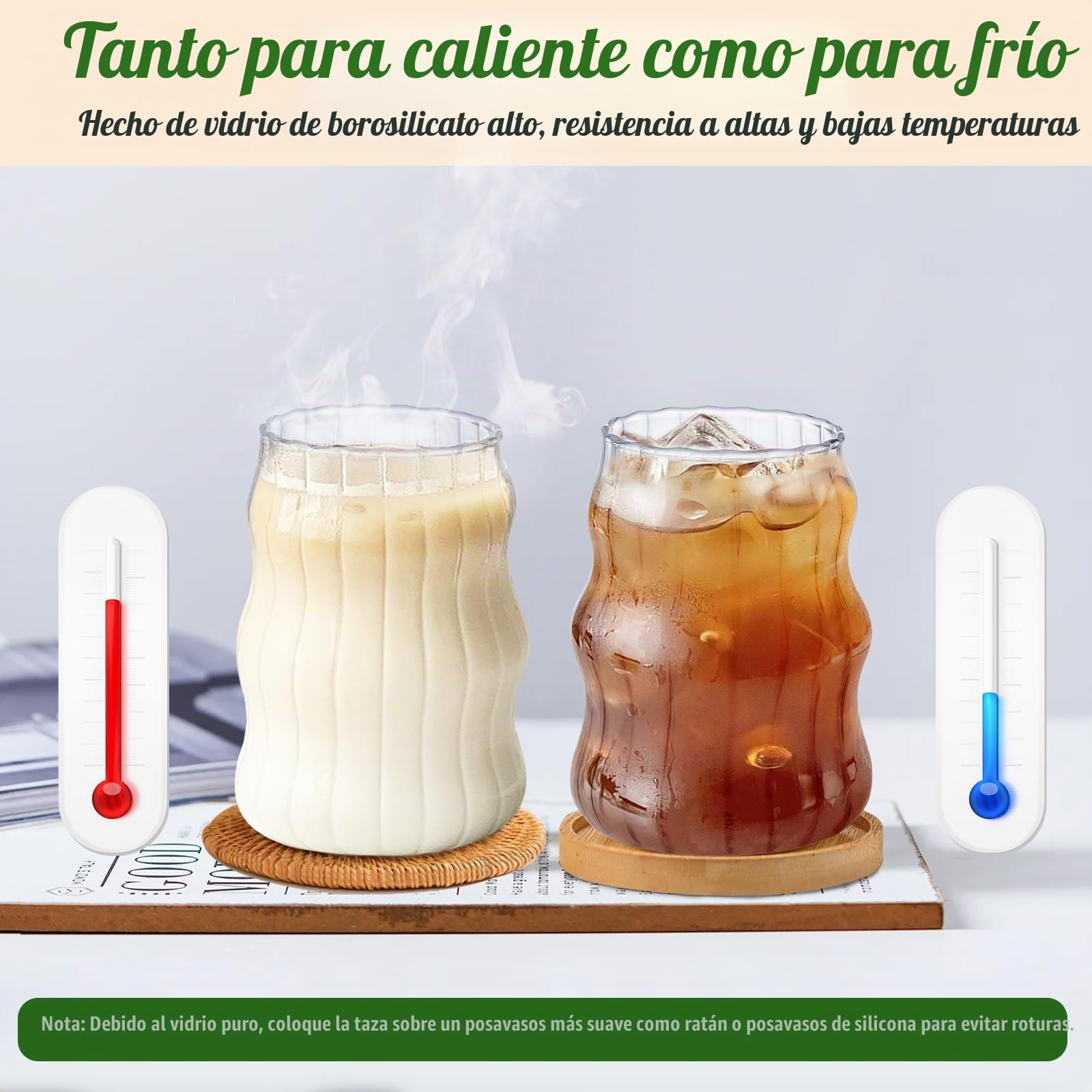 Juego de 4 Vasos de Cóctel, 500ML Tazas de Café de Cristal con Tapa y Pajita Reutilizable, Vasos de Jugo, Vasos Largos, para CóCteles/Whisky/Cerveza/Café Helado/Leche/Latte/Macchiato
