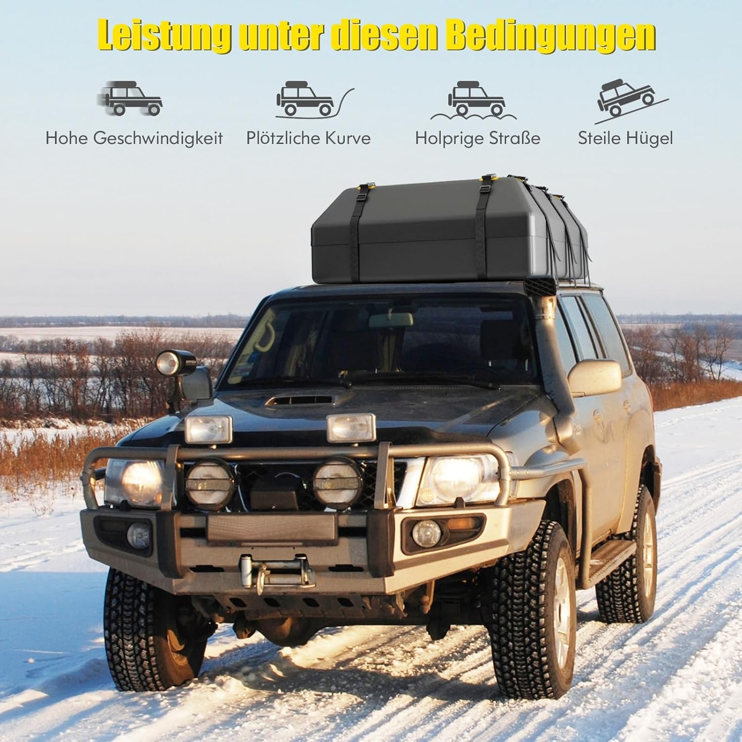 FANTASK Box da tetto da 600 l, con 6 ganci per porte, per auto e SUV, impermeabile, serratura a combinazione, tappetino antiscivolo e borsa per il trasporto, borsa pieghevole da tetto