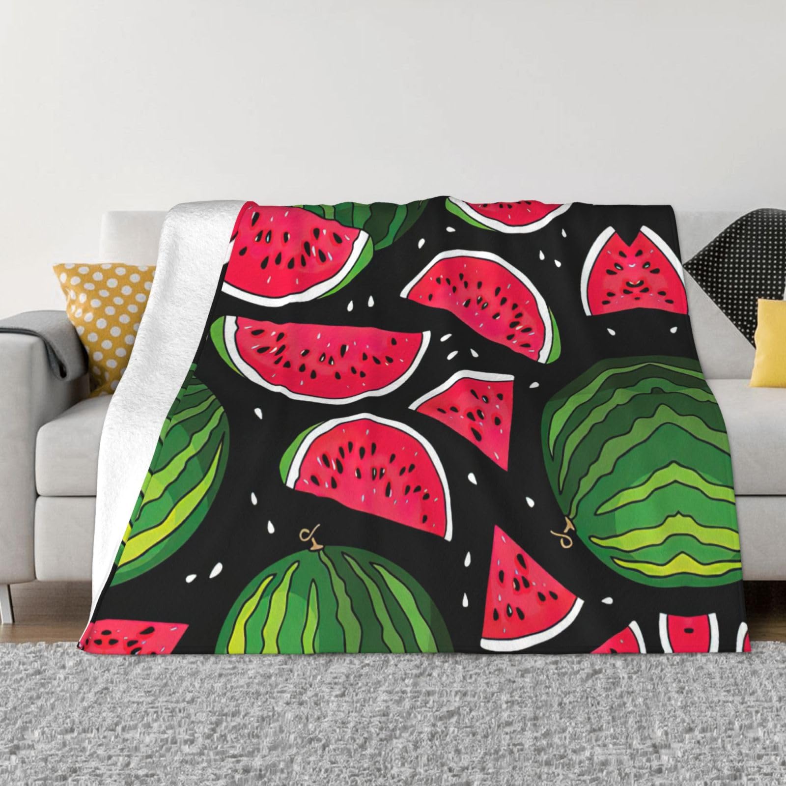 Couverture en flanelle lit et camping plaid pastèque pour soirées canapé