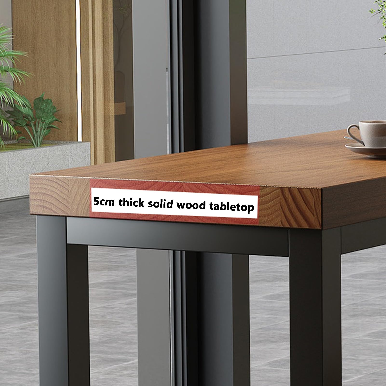 Tavolo da bar industriale in legno massello, stretto, con robusta struttura in metallo, lungo 160 cm, tavolo da pub per cucina o soggiorno (marrone, 104,9 cm H)