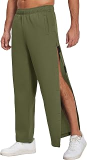 Deyeek Men's Fleece Tear Away Pants Side Hook and Loop for Post Surgery | Loose fit breakaway design with pockets. Perfect post knee/hip/ankel replacement surgery pants for easy wear and comfort.