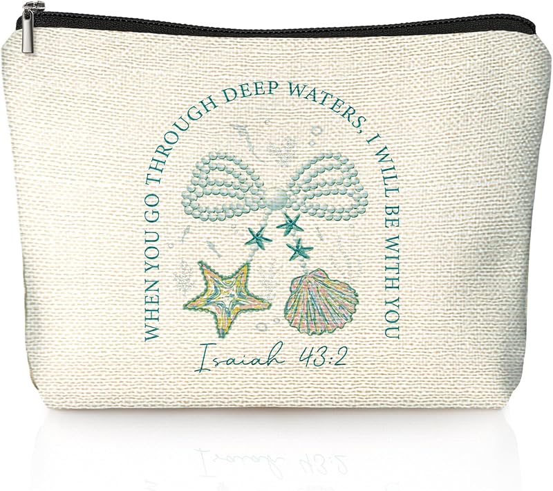 Necessaire de maquiagem LIANGW Christian Preppy Beach com zíper, modelo 679, cor 04-Bible(Conch)