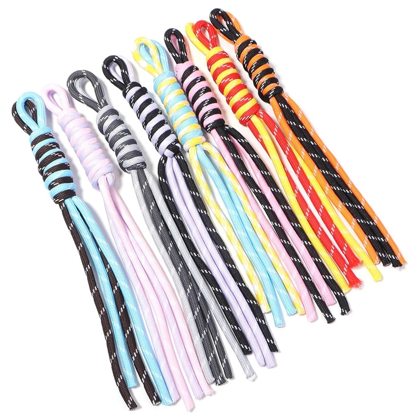 Nylonschnur, 24 Stück, 25 cm, geflochtenes Schlüsselband, Polyester, gewebtes Seil, Kordeln für Heimwerker, Schlüsselanhänger, Handytasche, Zubehör für Armbänder, Makramee, Rot / Schwarz