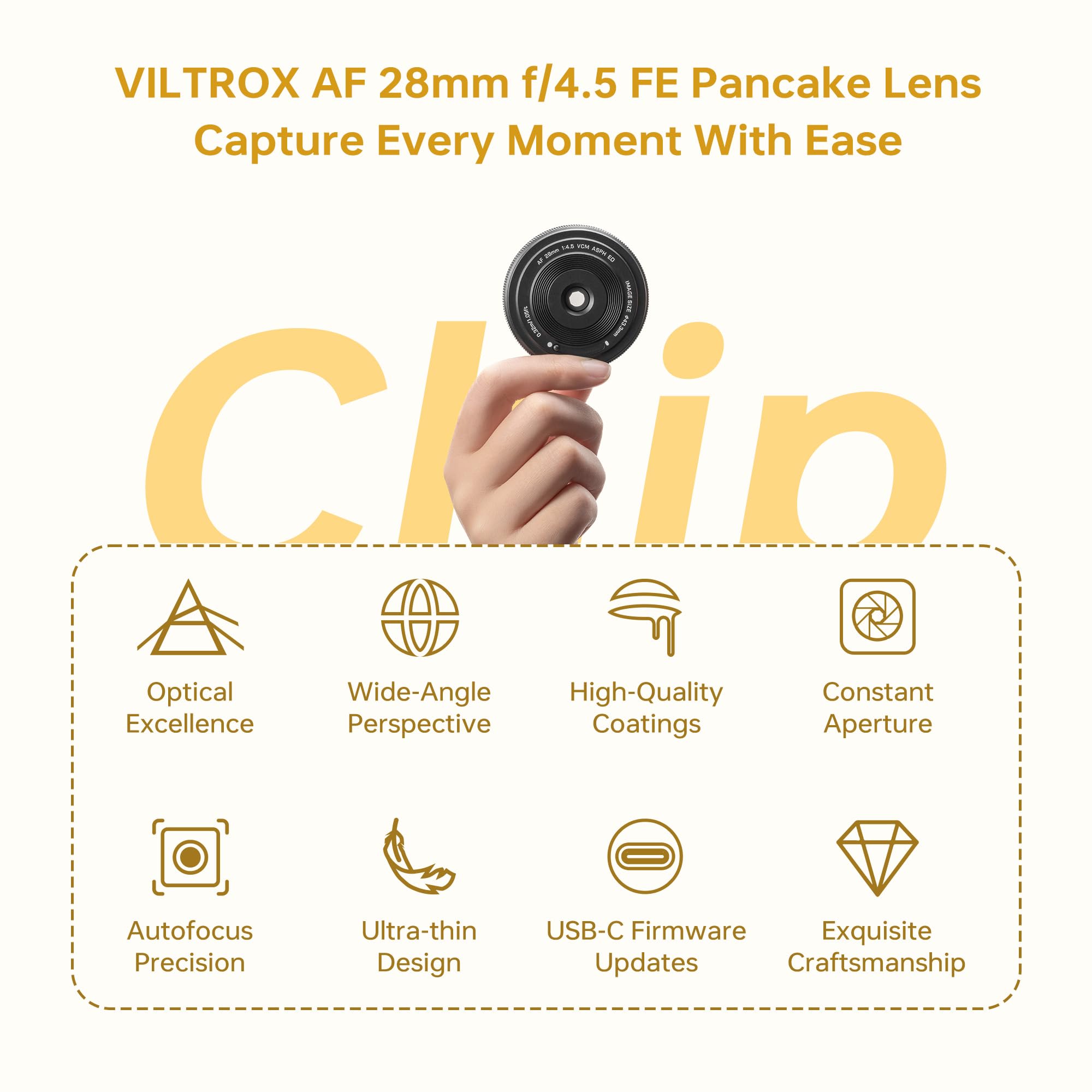 VILTROX Obiektyw naleśnikowy 28 mm F4.5 do Sony E, układ autofokusowy, pełnoklatkowy, szerokokątny, kompatybilny z aparatami Sony E, a7cr a7cii a7c a6700 zv-e100 a6600 a6400 a7iv a7iii