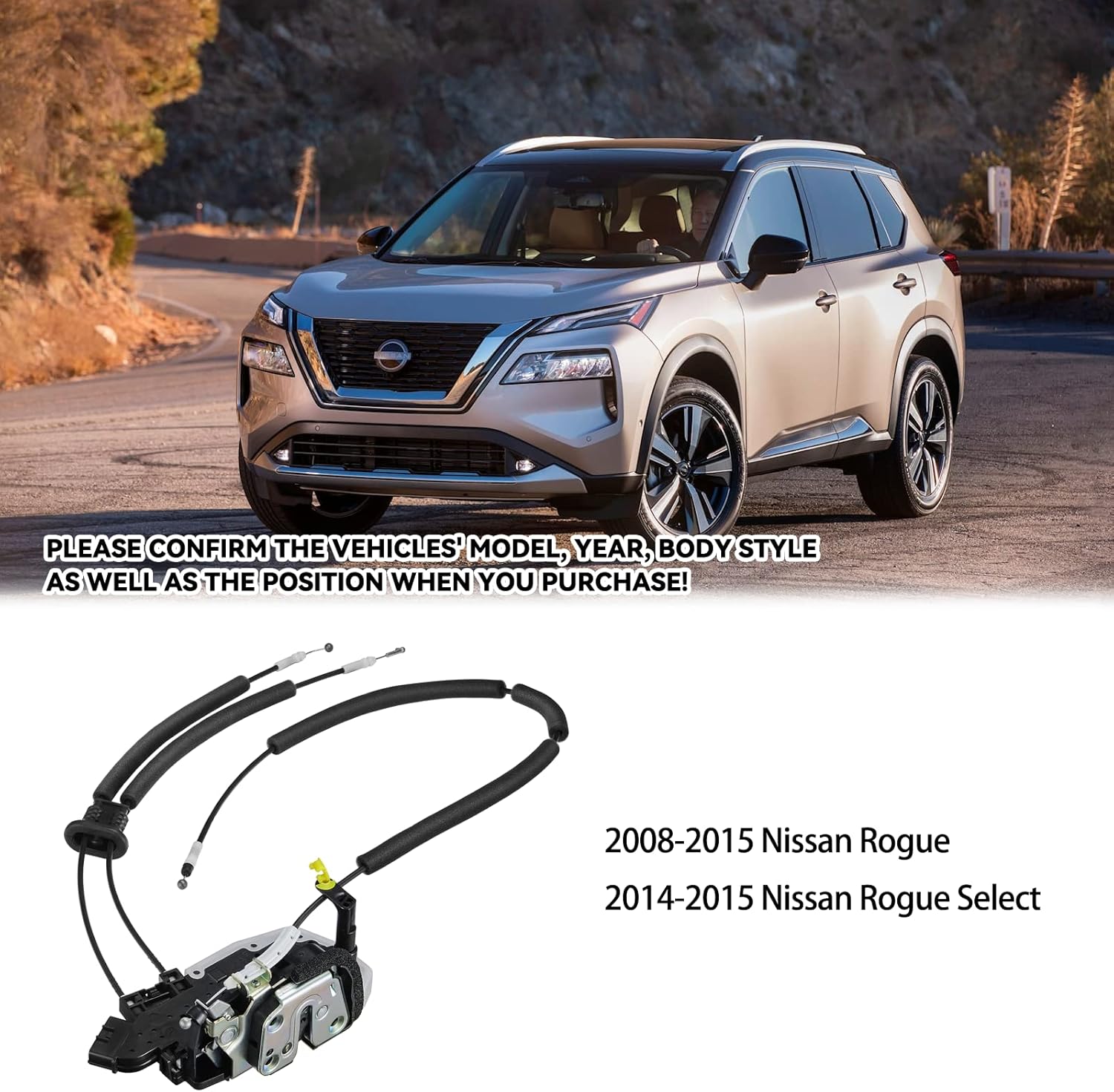 SYERAL Power Door Lock Actuator Assembly 937-266 Front Left Driver Side Door Latch Compatible with Nissan 2008-2015 Rogue, 2014-2015 Rogue Select