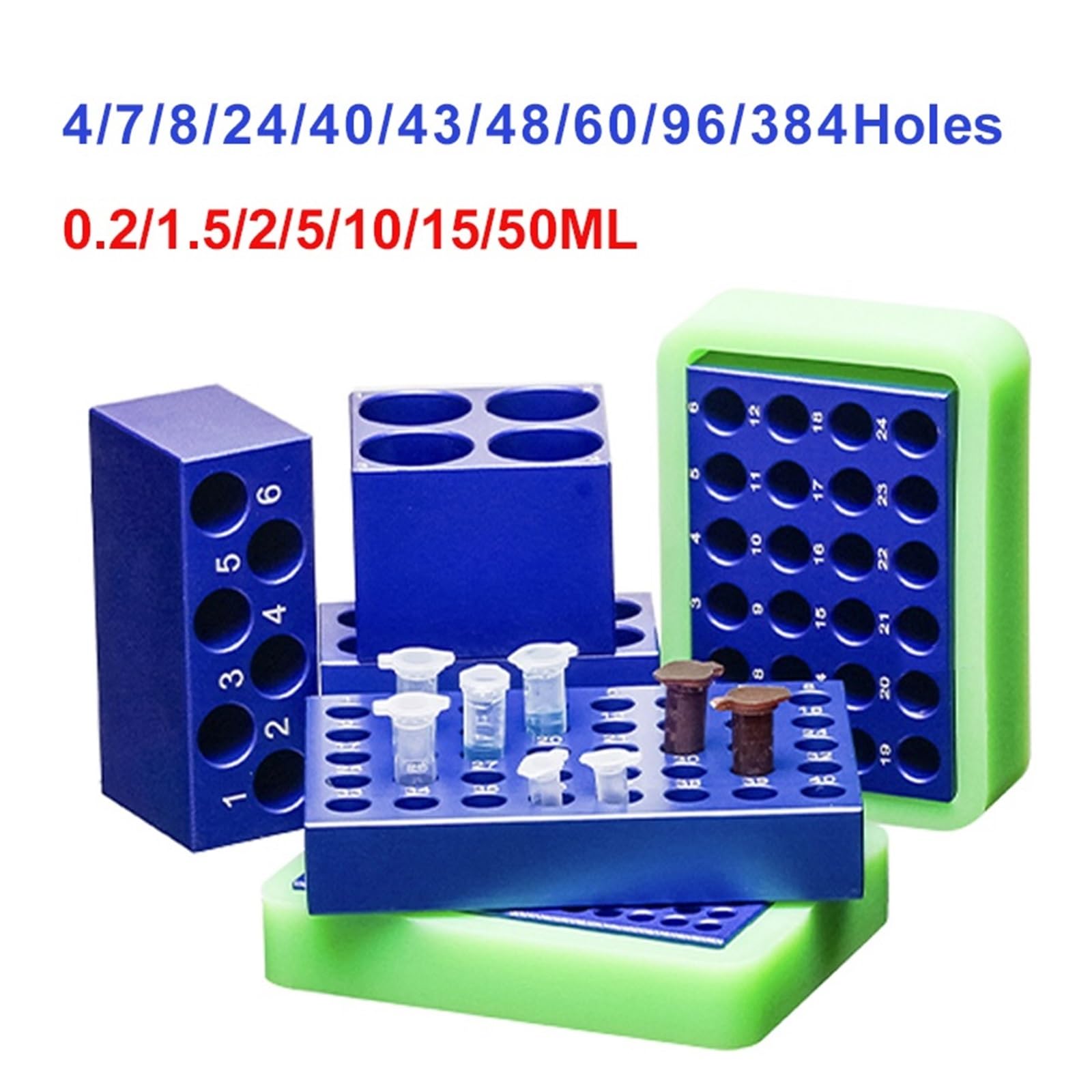 Gradilla Para Tubos De Centrífuga Caja de hielo de aluminio, bloque de tubo centrífugo de 0,2~50ml, termostato de baja temperatura, módulo de congelación multiusos preenfriado | 1.5-2ml-40Holes
