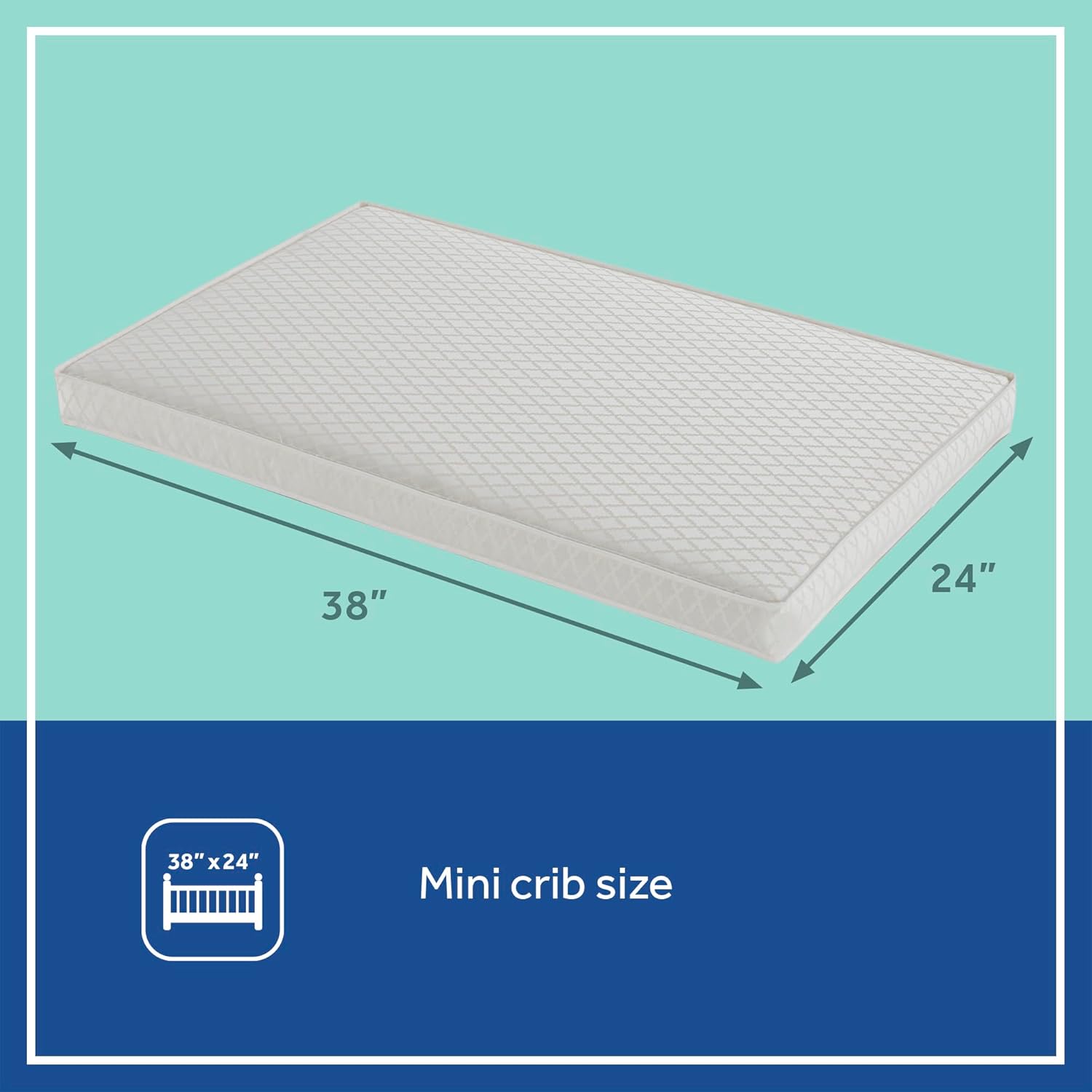 Sealy Baby Breathable Waterproof Cotton Portable Mini Crib Mattress, Premium Sustainable Non Toxic Core, Hypoallergenic, GREENGUARD Gold Certified, Safety & Quality Tested, Made in USA, 38x24