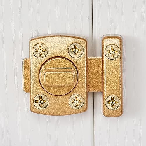 Miniatura 3 de Paquete de 2 pestillos de cerrojo giratorio para puerta de seguridad, cerradura de puerta para mascotas, muebles de gabinete, baño, ventanas,