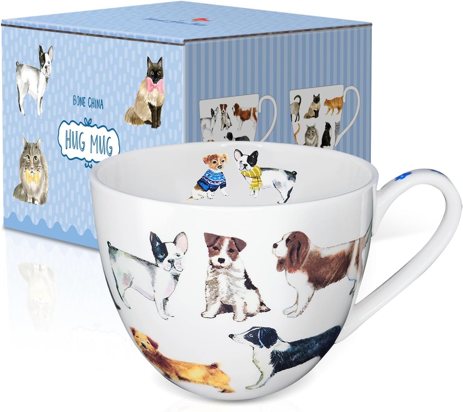 Cute Dog Mugs for Daily Coffee and Tea, Premium 20 oz Bone China Coffee Tea Hug Mug, Perfect Holiday, Birthday, and Christmas Gift for Dog Lovers, Designed in England by Harvest Green Studio - Image 2