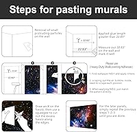 Vista 5 de Papel tapiz de tela para techo de galaxia, universo, planeta, para niños, niñas, guardería, cielo estrellado, dormitorio de niños, baño, mural