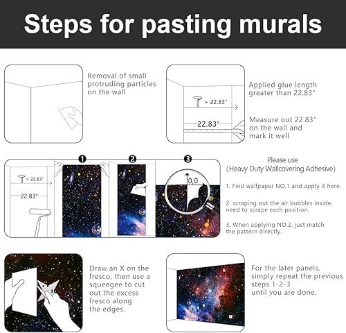 Miniatura 5 de Papel tapiz de tela para techo de galaxia, universo, planeta, para niños, niñas, guardería, cielo estrellado, dormitorio de niños, baño, mural