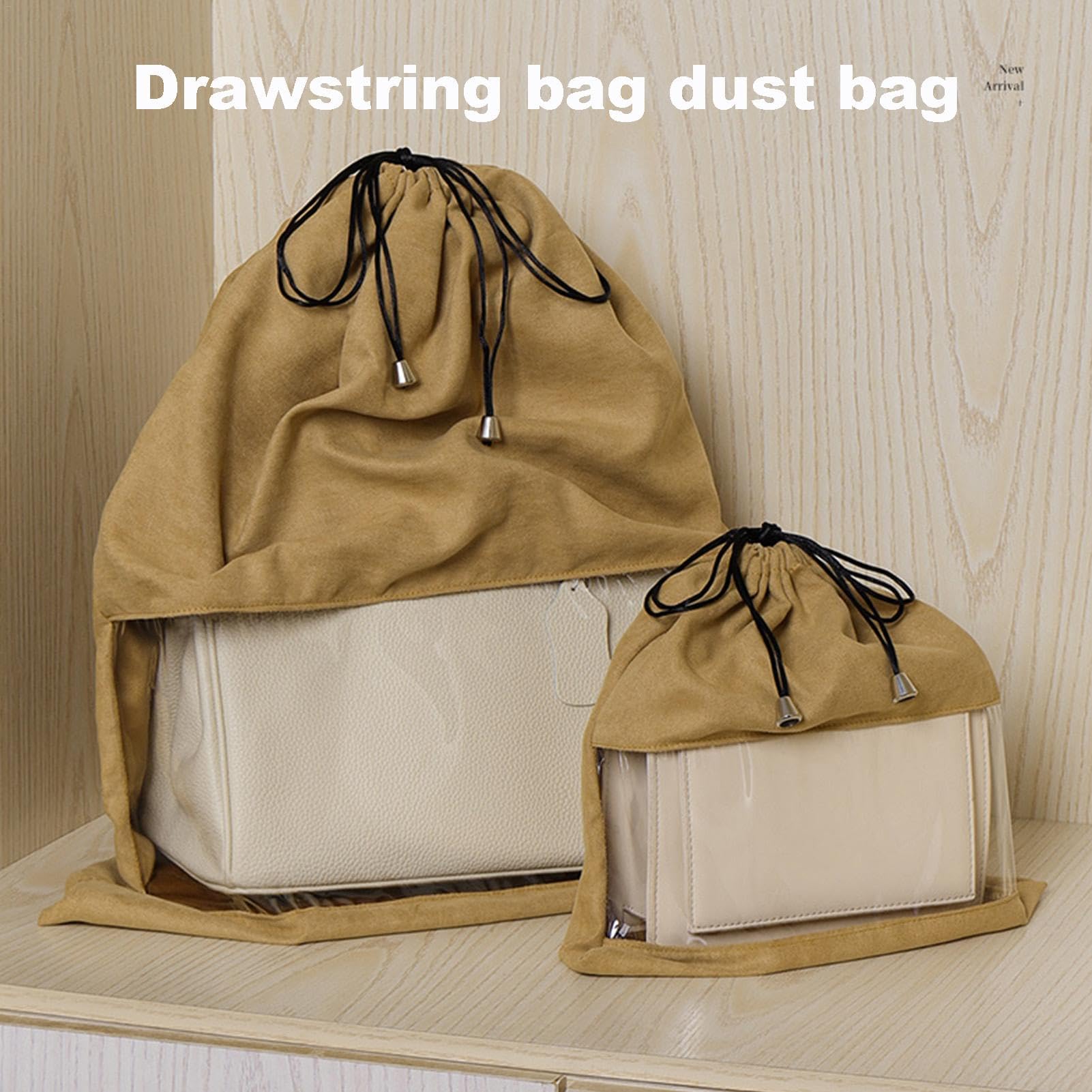 Bolsas de polvo con ventana transparente, bolsa de almacenamiento de forro polar suave con cordón para el hogar, viajes y uso diario, diseño único para una fácil protección contra el polvo