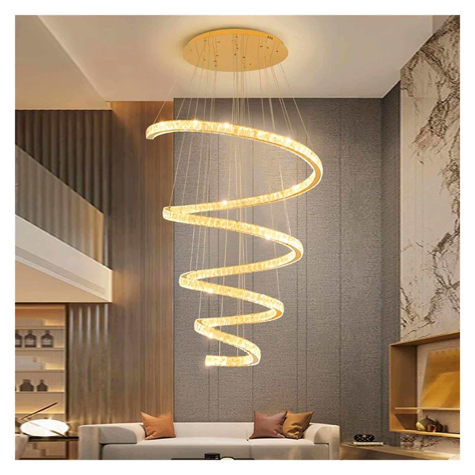 PCXEHUYP Staircase Chandeliers, Large Fixtures High Ceiling Chandelier, Compatible with Living Room Stairway Foyer ，Kitchen Light