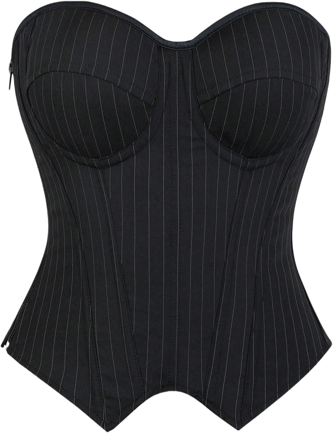 SHENHE Women's Lace Up Corset Striped Zipper Padded Overbust Corset Bustier Going Out Top