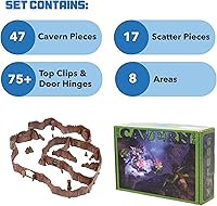 Vista 3 de Dirt Cheap Dungeons Goblin Cavern - Juego de 143 piezas de cueva modular y túnel - 5.5 pies de paredes lineales para cuadrícula de 1 pulgada TTRPG