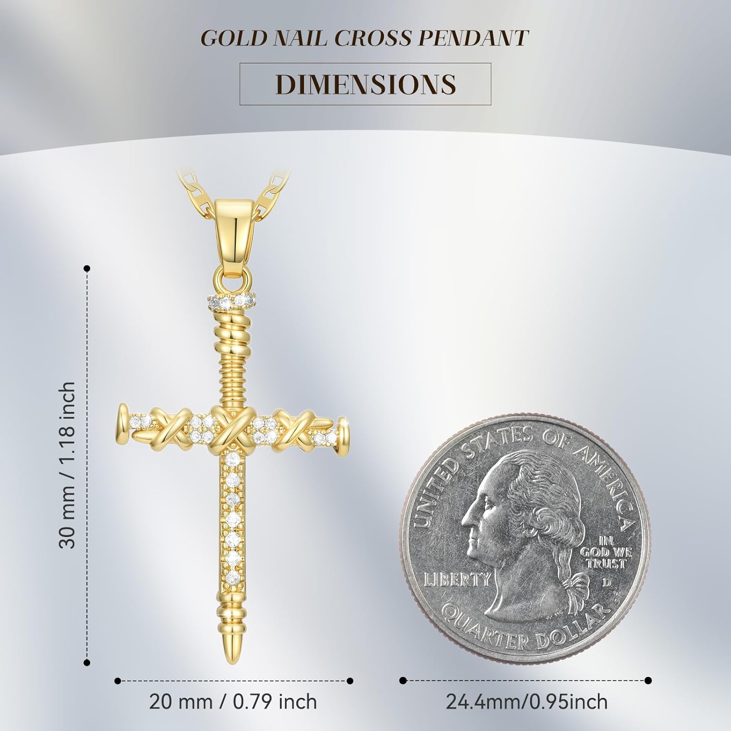 14K Gold Cross Necklace Elegent Gold Nail Cross Necklace Trendy 3 Nail Cross Pendant Jewelry Gift for Women Men - Image 6