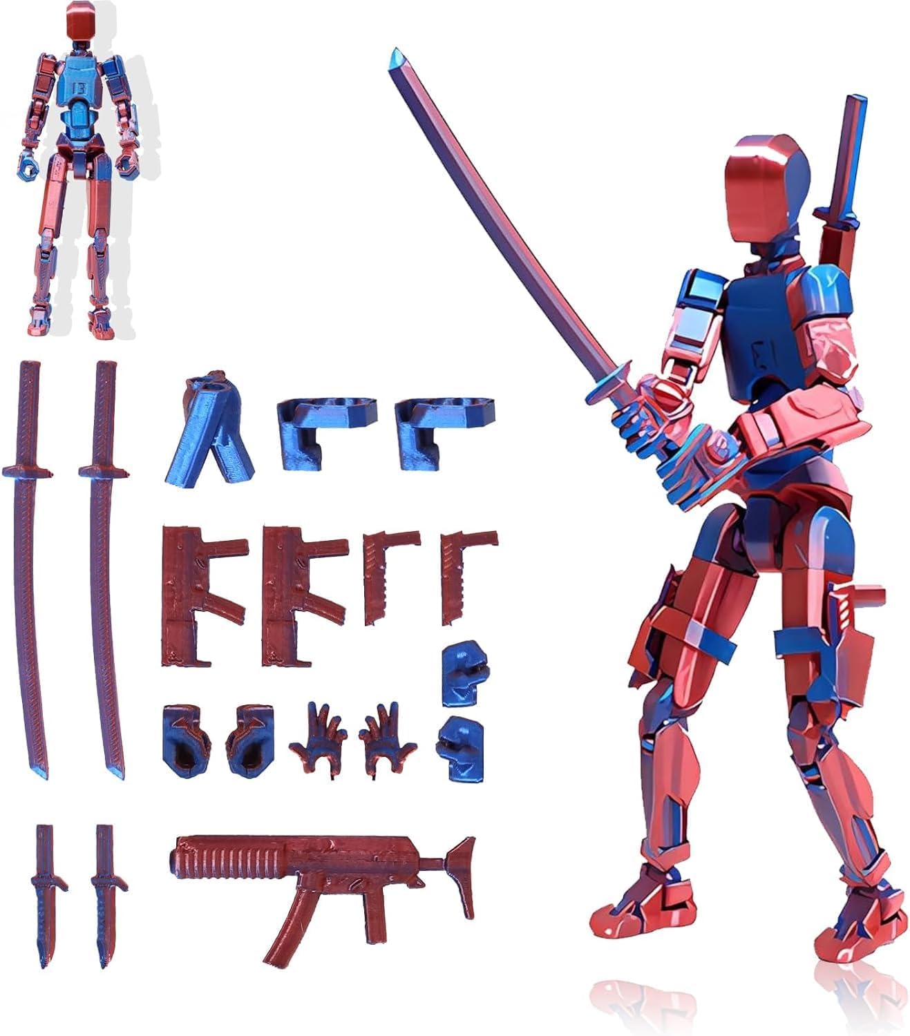 Titan 13 Action Figure, Lucky 13, 3D Printed Multi-weapon Set Full Body Mechanical Movable Toy for Desktop Decorations