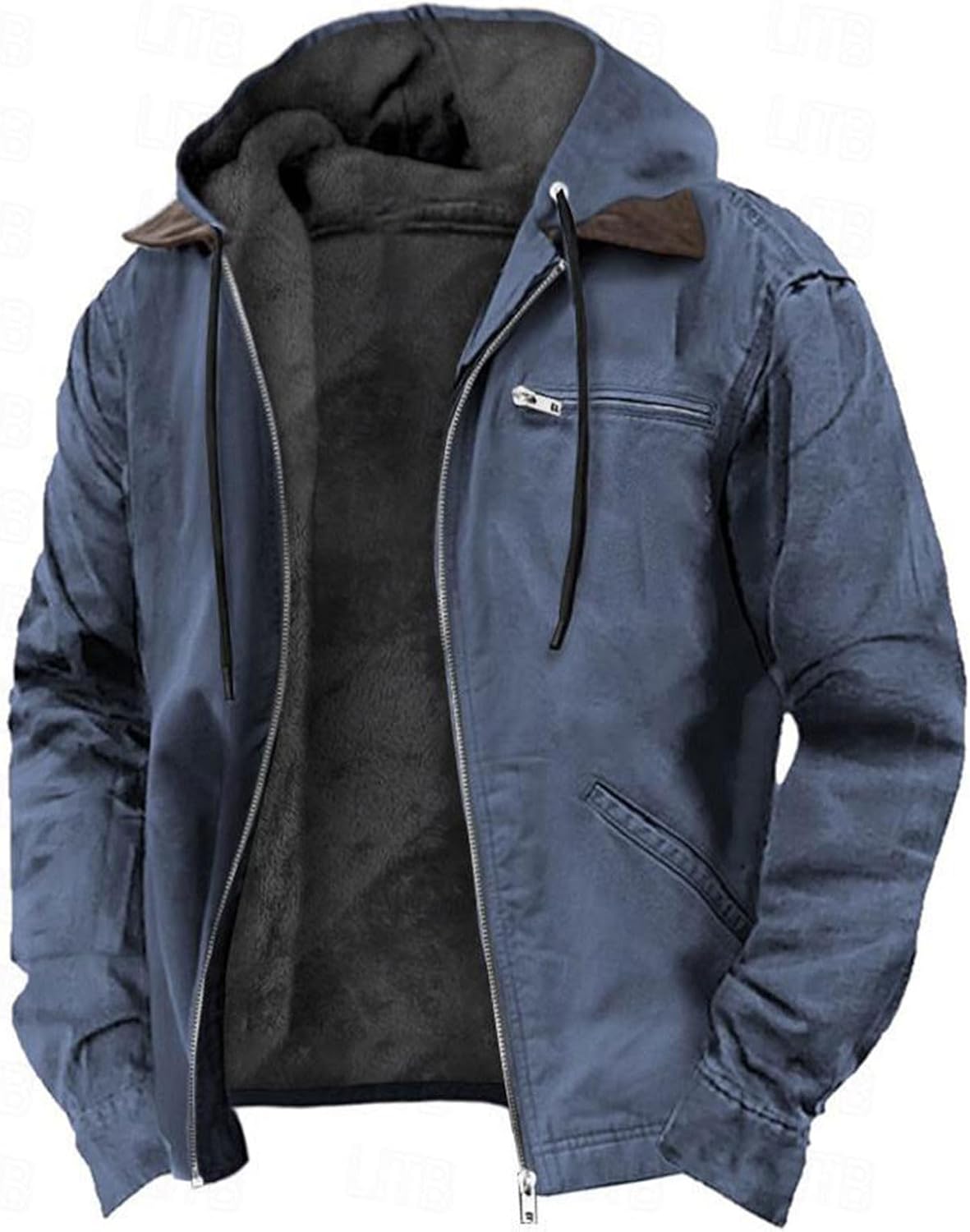 Heavyweight Winter Jackets for Man Casual Stylish Cargo Zip Up Fleece Sherpa Lined Warm Coats With Pocket Winter Fashion