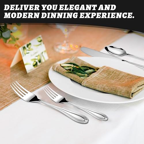 Miniatura 6 de Juego de cubiertos TIVOLI para 4, juego de 20 piezas de cubiertos de acero inoxidable resistente, incluye cuchillo para bistec, tenedor y cuchara,