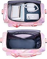 Vista 89 de Pequeña bolsa de gimnasio para mujer, bolsa de viaje con compartimento para zapatos