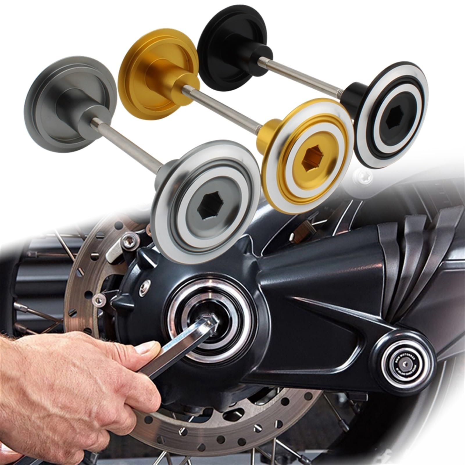 Mozzo della Ruota Posteriore del Motociclo Inserto Copri Forcella Tappo per ASSE Crash Protector Mandrino per BMW R NineT Scrambler 2016-2024 Protezione Telaio(Nero)