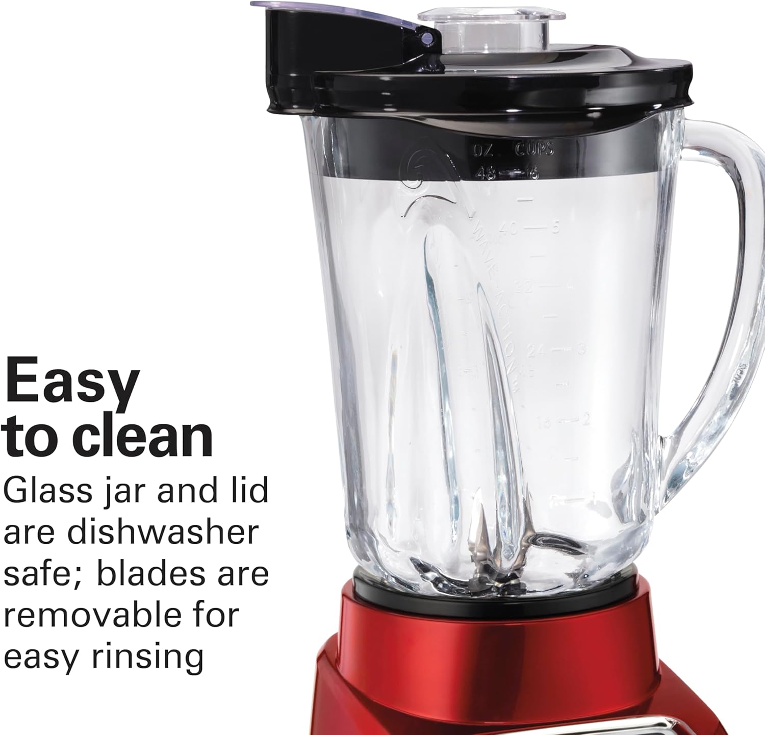 Hamilton Beach Wave~Action Blender, 48 oz. capacity, Red, R53519 (Renewed)