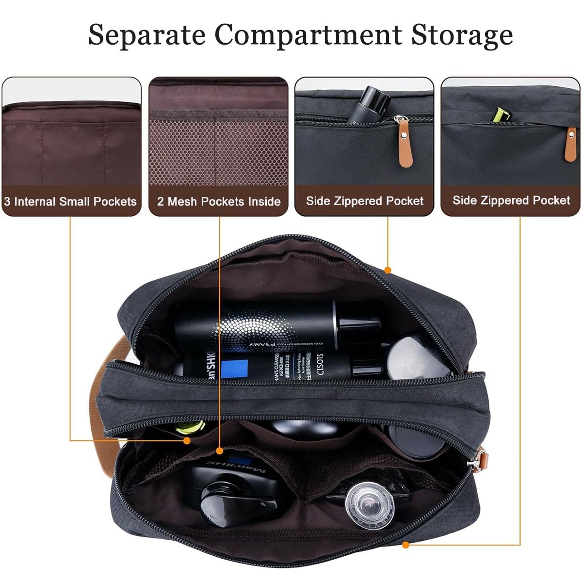 Czarna męska kosmetyczka wisząca, kosmetyczka podróżna Washbag, organizer do makijażu