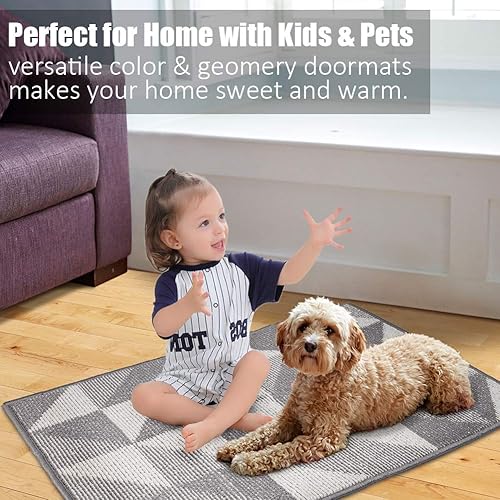 Vista 76 de Tapete para interiores de 32 x 48 pulgadas, tapete absorbente para puerta delantera y trasera, parte trasera de goma, antideslizante, atrapador
