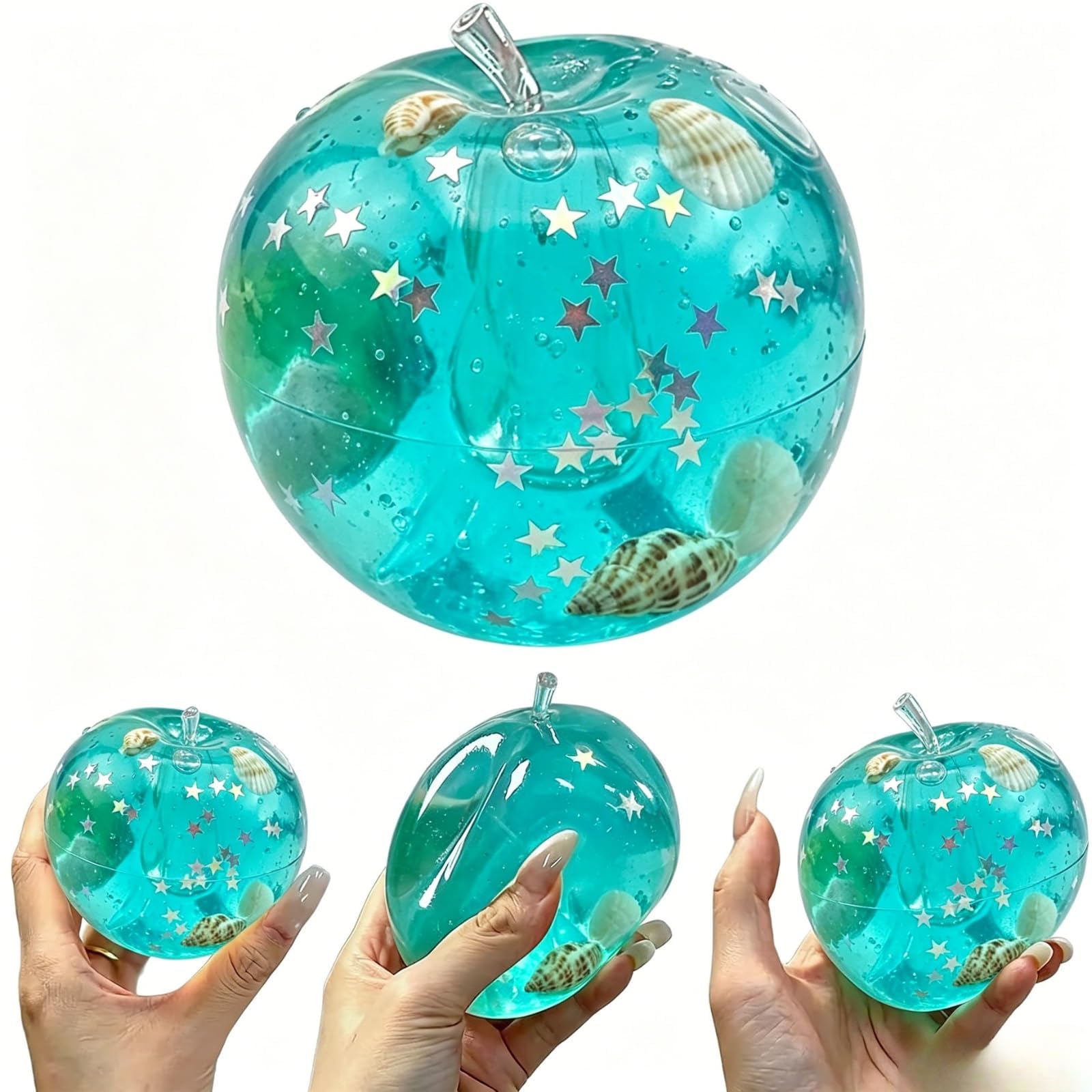 Cheese Squishy, Big Brain Cheese Stress Ball Realistic Design, Anxiety Relief Fidget Toy Sensory Toys For Adults & Kids (Apple-Ocean) — image 1