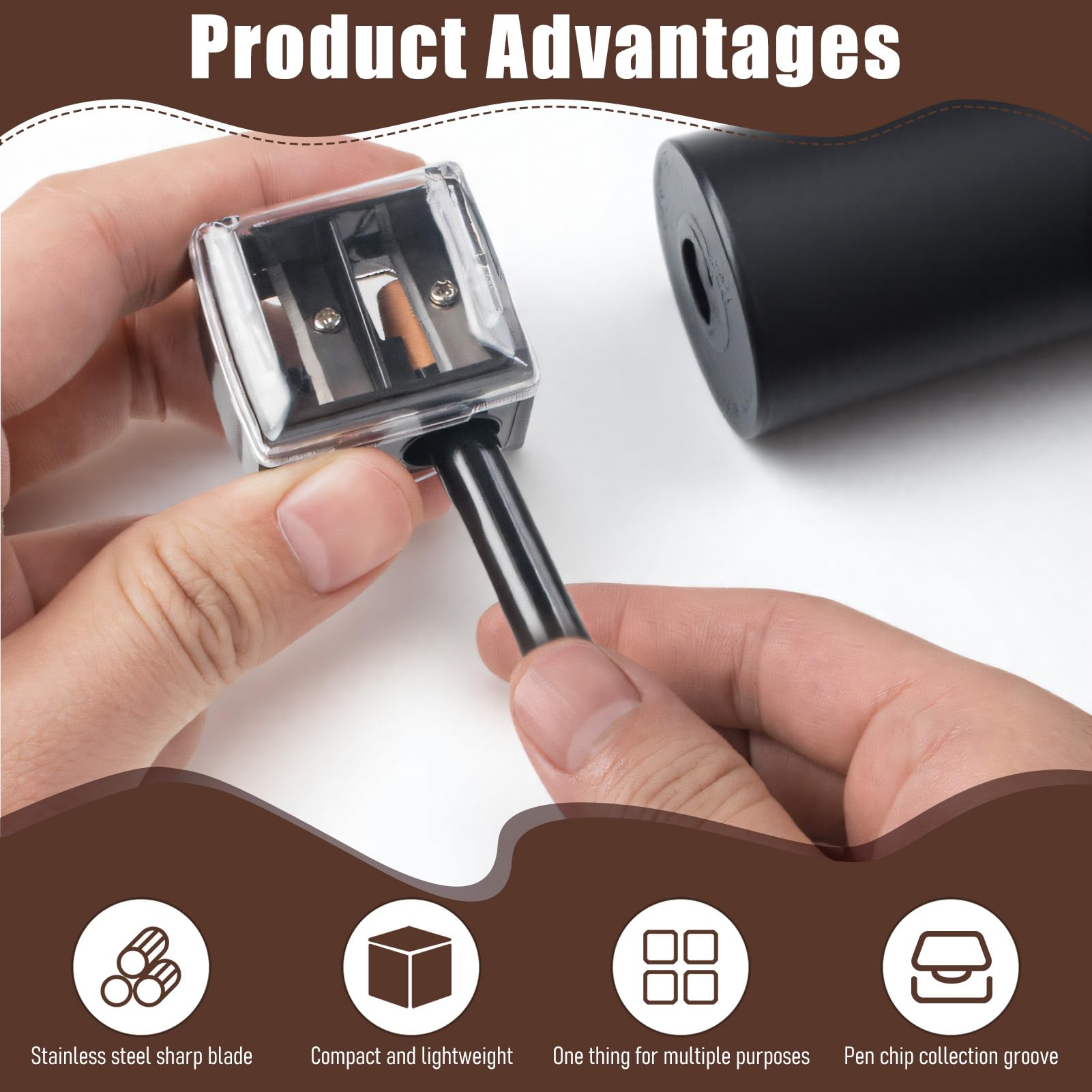 Sacapuntas de Maquillaje Doble - Afilador Universal para Lápices de Ojos y Labios con Cuchilla de Precisión - Accesorios De Maquillaje