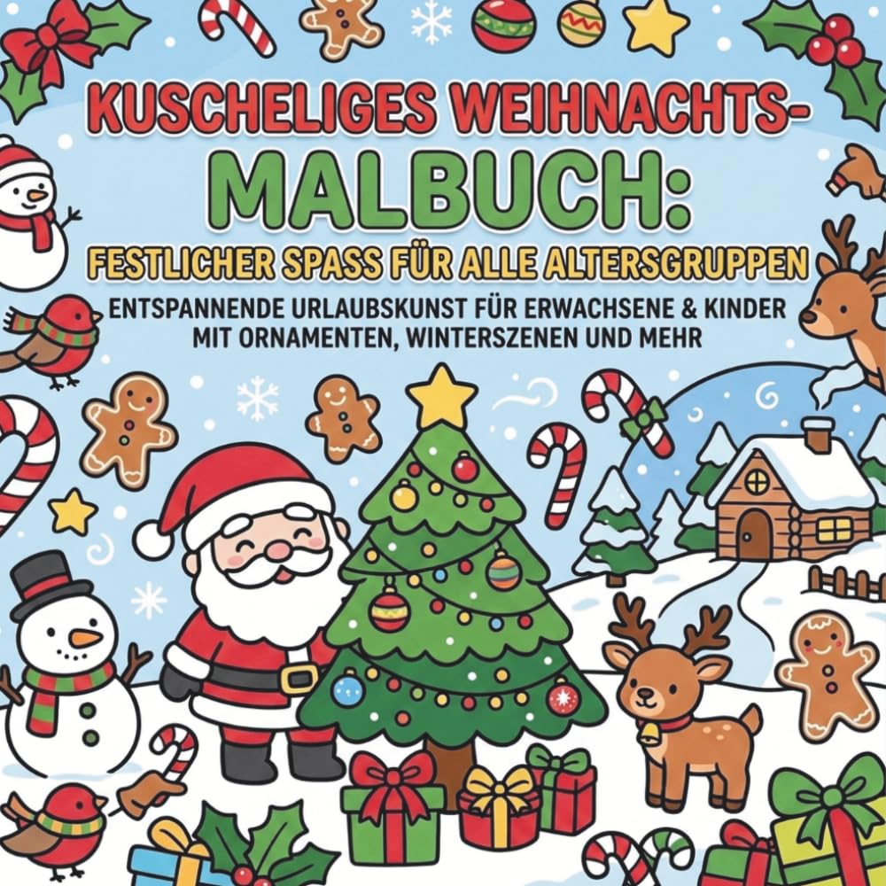 Cozy Moments: Weihnachtsmalbuch Festlicher Malspaß: Entspannende Weihnachtskunst für Kinder und Erwachsene mit Winterszenen und mehr