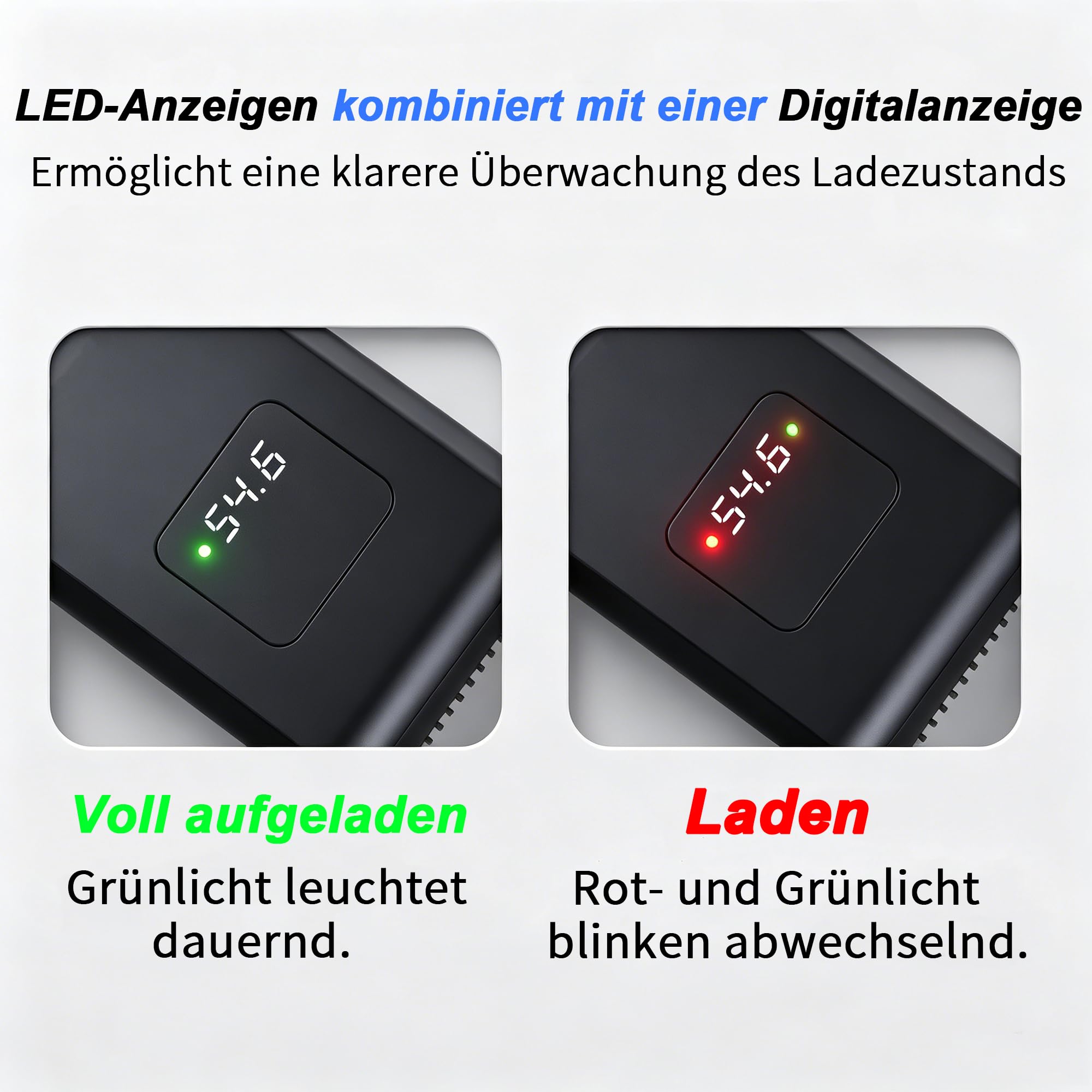 Chargeur 54,6 V 4 A avec connecteur XLR 3 broches pour batteries au lithium 48 V dans les appareils de transport personnels. Équipé d'un indicateur de tension LED en temps réel et d'un refroidissement