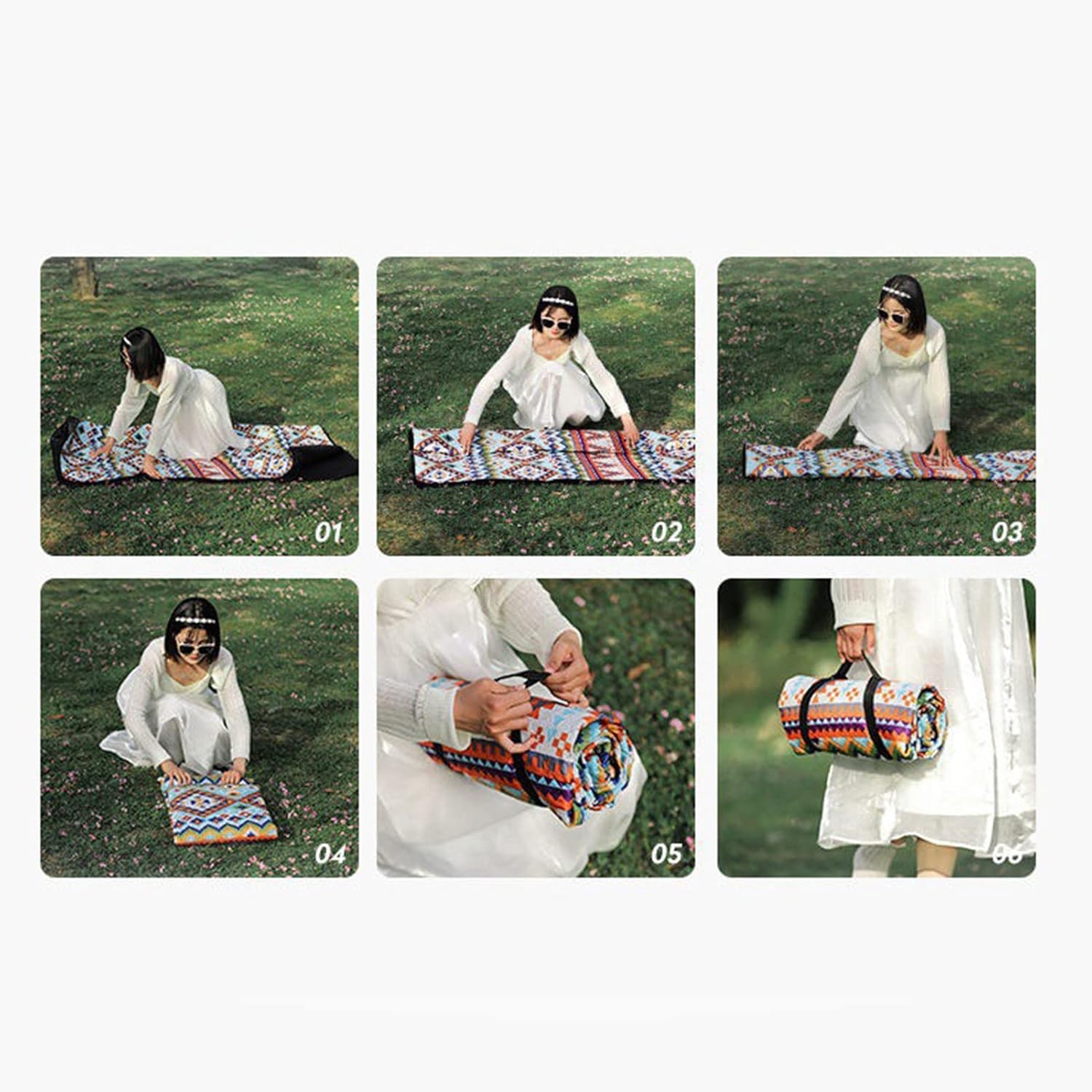 Foldable Picnic Blanket, Waterproof Sandproof Beach Blanket Boho Tablecloth for Home Outdoor Beach Camping Hiking Wet Grass(200x150cm-Beautiful Harvest)
