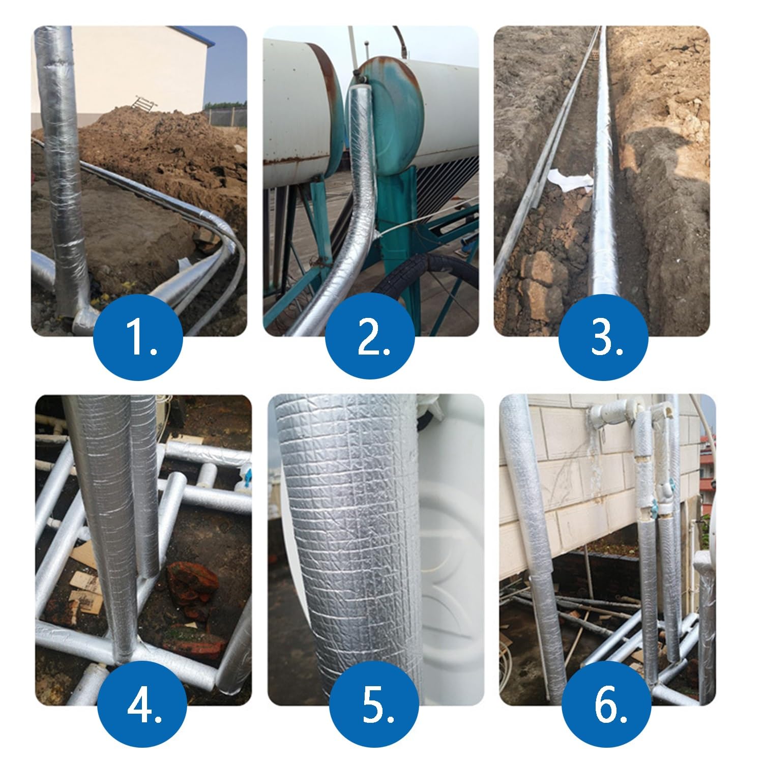 Envoltura de aislamiento de tuberías de espuma con cubiertas de tubo de espuma autoadhesivas y de aluminio para protección en invierno de aspersores y tuberías al aire libre (ID165MM/TH30MM)