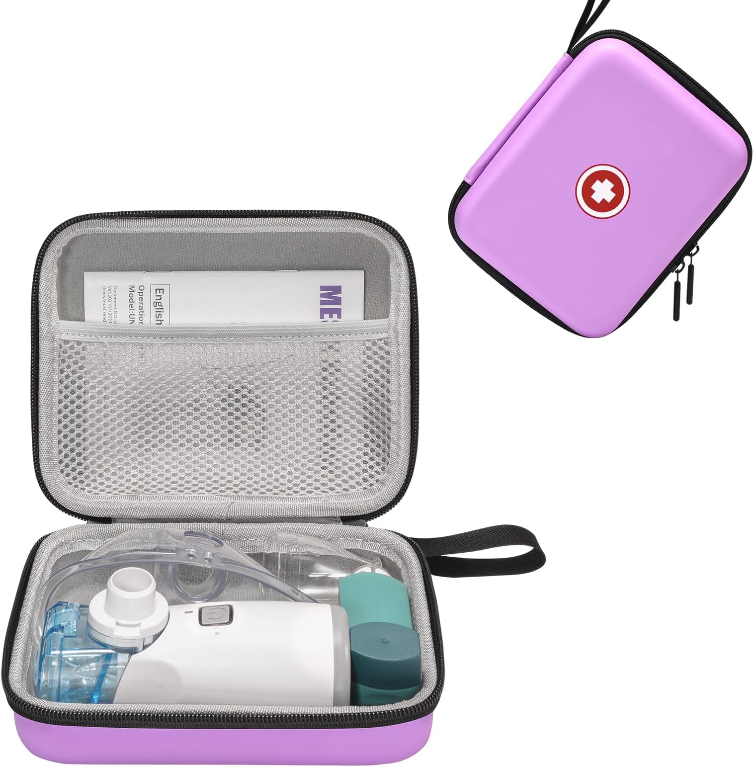 Klawdsky Carrying Case for Portable Nebulizer, Travel Medical Bag, Hard Emergency Medical Bag for Inhaler Spacer Case for Adults(Bag Only) (Purple)