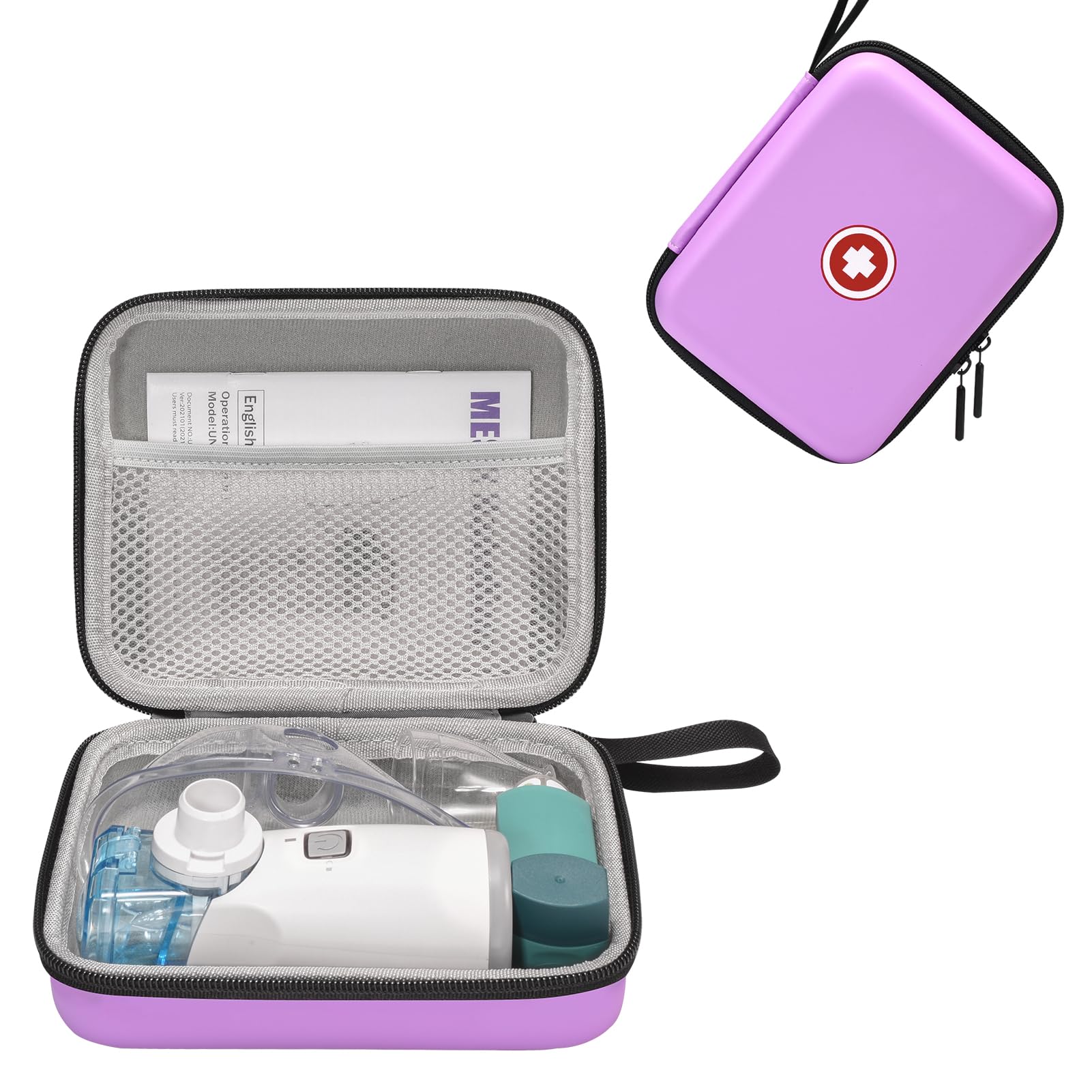 Carrying Case for Portable Nebulizer, Travel Medical Bag, Hard Emergency Medical Bag for Inhaler Spacer Case for Adults(Bag Only) (Purple)