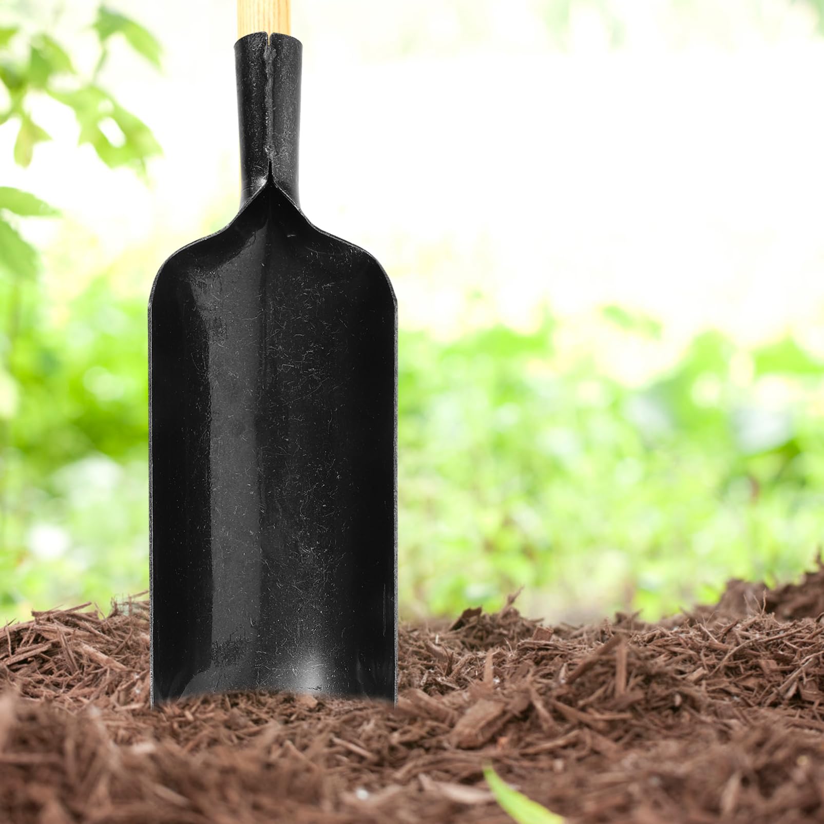 BESPORTBLE Pala de Mango para Jardinería de Acero al Manganeso Negro | Herramienta de Excavación y Traslado de Suelo, Formato Portátil, para Labores de Plantación y Huerto