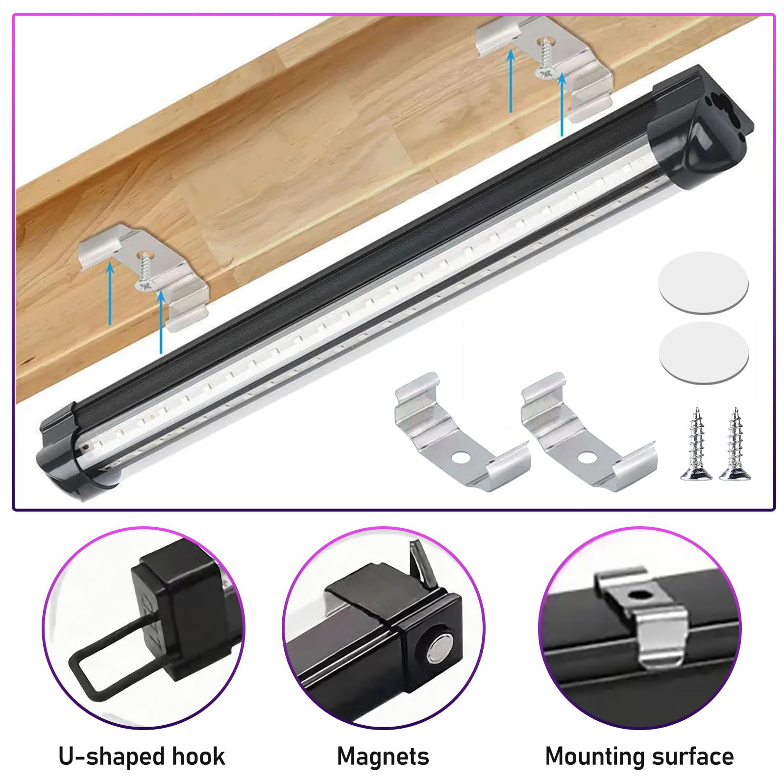 BORDEAG 2 Piezas Luz Negra LED, Tubo de Luz Negra, Barra de Luz Negra UV, 10W, para Bar Decoración de Halloween Navidad Resplandor de Neón